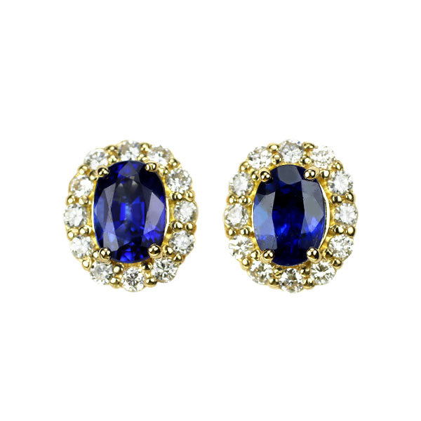 K18YG サファイア ダイヤモンド ピアス 0.98ct D0.216ct