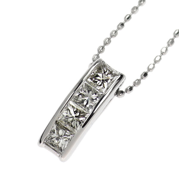 Pt900/ Pt850 プリンセスカット ダイヤモンド ペンダントネックレス 0.50ct