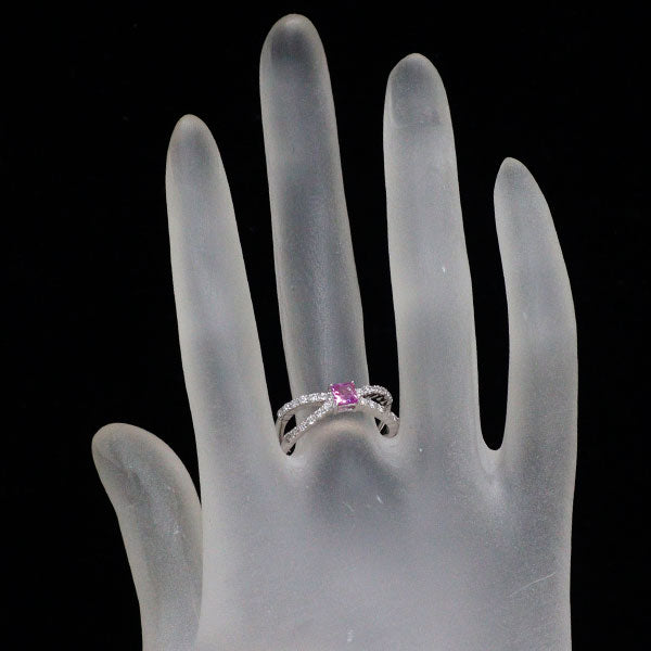 K18WG ピンクサファイア ダイヤモンド リング 0.382ct D0.27ct