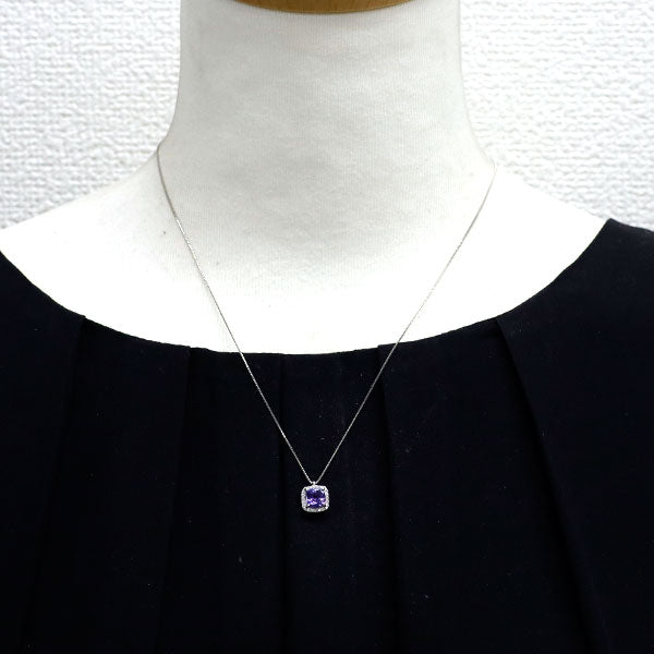 Pt900/ Pt850 タンザナイト ダイヤモンド ペンダントネックレス 1.04ct D0.11ct