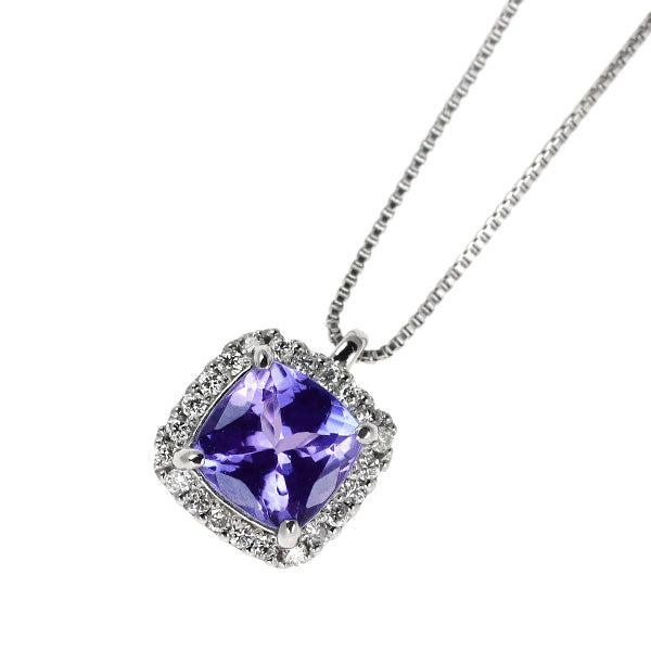 Pt900/ Pt850 タンザナイト ダイヤモンド ペンダントネックレス 1.04ct D0.11ct