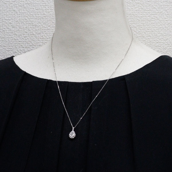 Pt900/ Pt850 ペアシェイプ ダイヤモンド ペンダントネックレス 0.511ct E SI2 D0.28ct