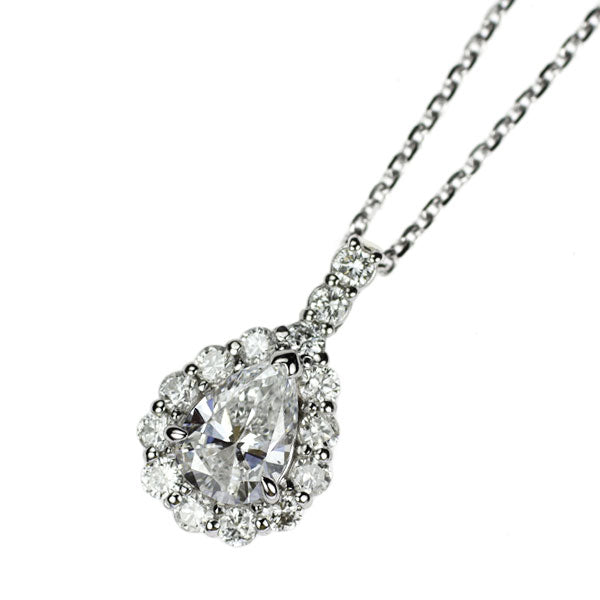 Pt900/ Pt850 ペアシェイプ ダイヤモンド ペンダントネックレス 0.511ct E SI2 D0.28ct