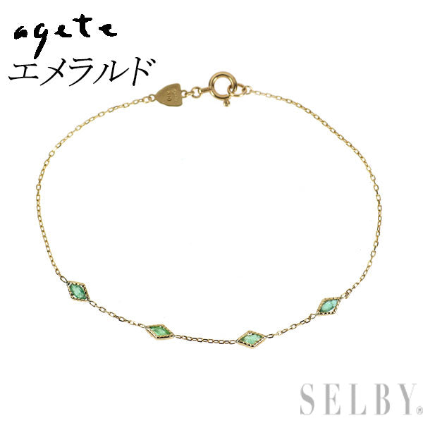 【mini～～様 ご購入】agete ブレスレット エメラルド アガット K10YG エメラルド ステーション ブレスレット — セルビー