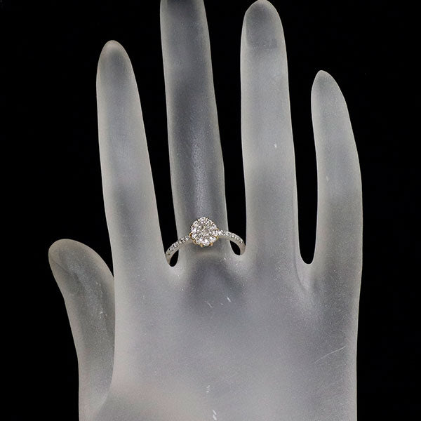 Pt900/ K18YG ローズカット ダイヤモンド リング 0.10ct D0.21ct