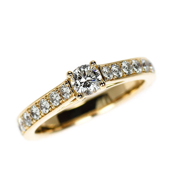 K18YG ダイヤモンド リング 0.17ct D0.53ct ピンキー フルエタニティ