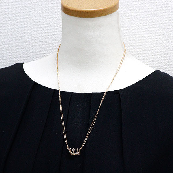 K18PG さくらカット ダイヤモンド ペンダントネックレス 0.158ct D0.30ct 王冠