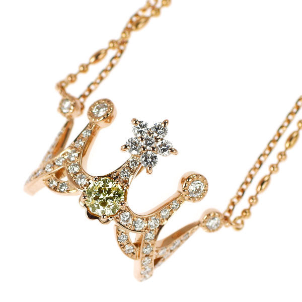 K18PG さくらカット ダイヤモンド ペンダントネックレス 0.158ct D0.30ct 王冠
