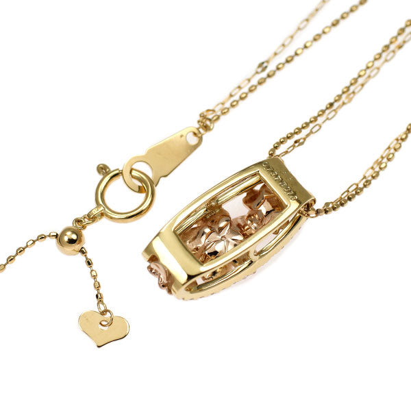 K18YG/ PG さくらカット ダイヤモンド ペンダントネックレス 0.197ct D0.16ct