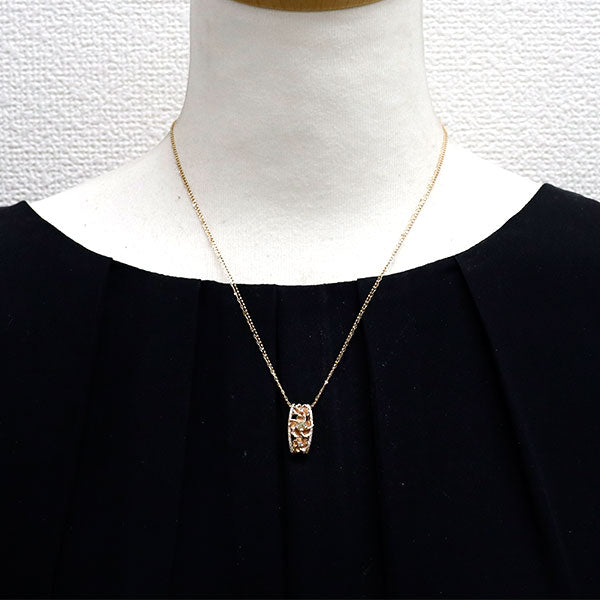 K18YG/ PG さくらカット ダイヤモンド ペンダントネックレス 0.197ct D0.16ct
