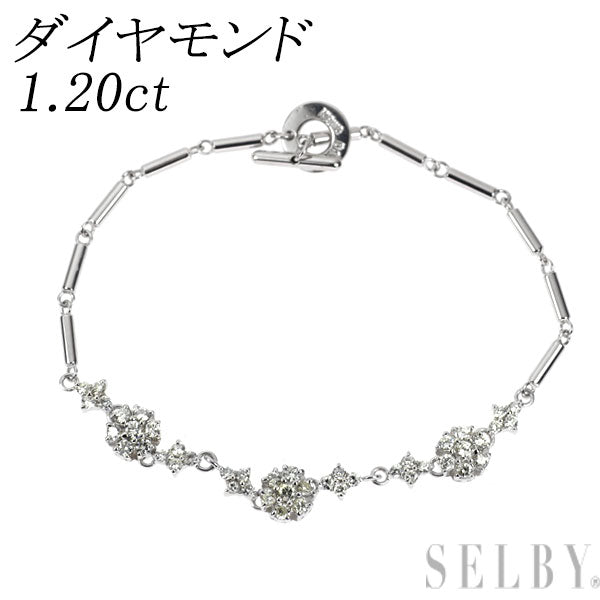 K18WG ダイヤモンド ブレスレット 1.20ct フラワー