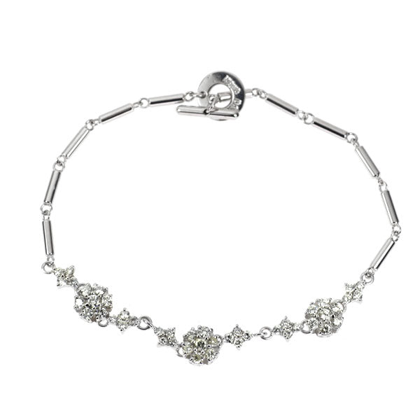 K18WG ダイヤモンド ブレスレット 1.20ct フラワー