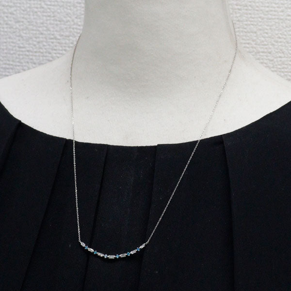 Pt900/ Pt850 カラーレス/トリートブルー ダイヤモンド ペンダントネックレス 0.50ct