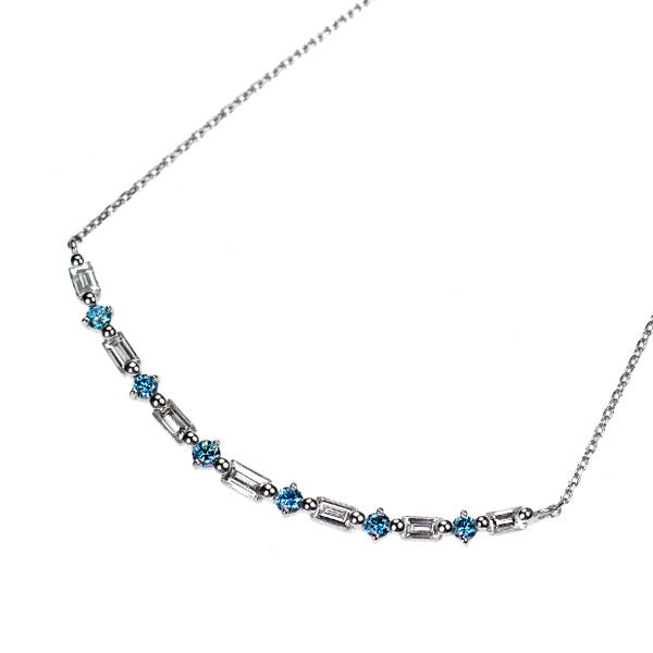 Pt900/ Pt850 カラーレス/トリートブルー ダイヤモンド ペンダントネックレス 0.50ct