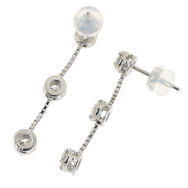 K18WG ダイヤモンド ピアス 0.72ct スリーストーン