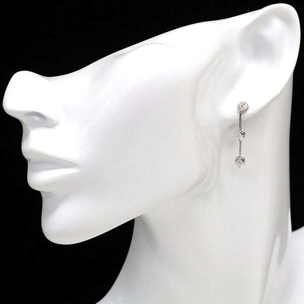 K18WG ダイヤモンド ピアス 0.72ct スリーストーン
