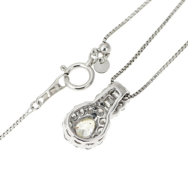 K18WG ペアシェイプ ダイヤモンド ペンダントネックレス 0.37ct D0.53ct
