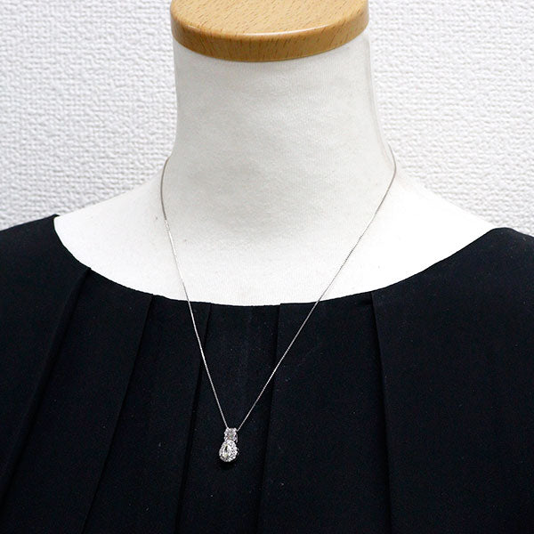 K18WG ペアシェイプ ダイヤモンド ペンダントネックレス 0.37ct D0.53ct