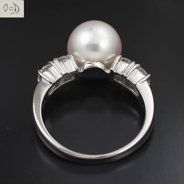 田崎真珠 Pt900 アコヤ真珠 ダイヤモンド リング 径約8.6mm D0.54ct