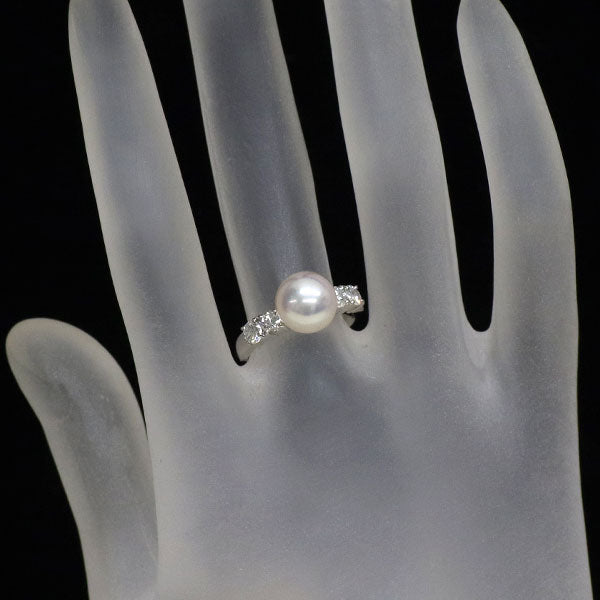 田崎真珠 Pt900 アコヤ真珠 ダイヤモンド リング 径約8.6mm D0.54ct