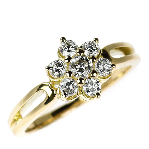 ミキモト K18YG ダイヤモンド リング 0.34ct フラワー