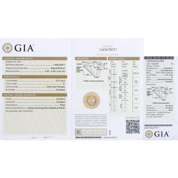 Pt900 GIA鑑定書付 最高級品質 ダイヤモンド リング 0.31ct D IF 3EX D0.26ct