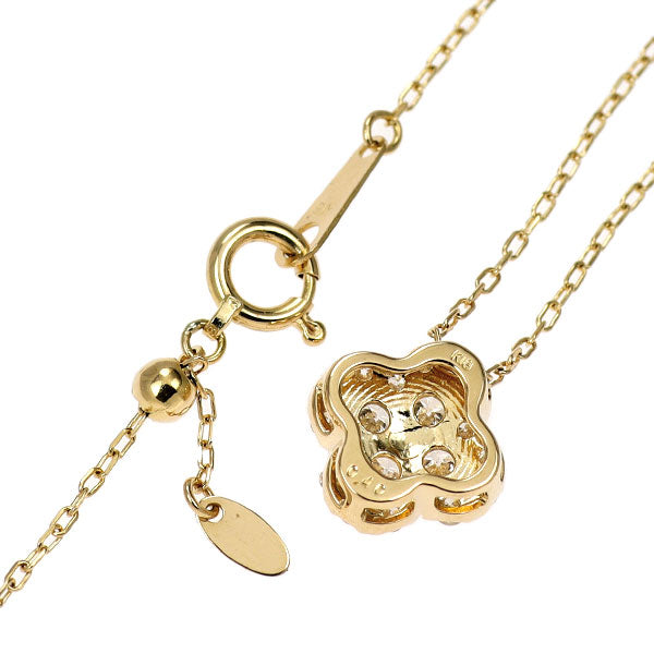 K18YG ダイヤモンド ペンダントネックレス 0.40ct クローバー フラワー