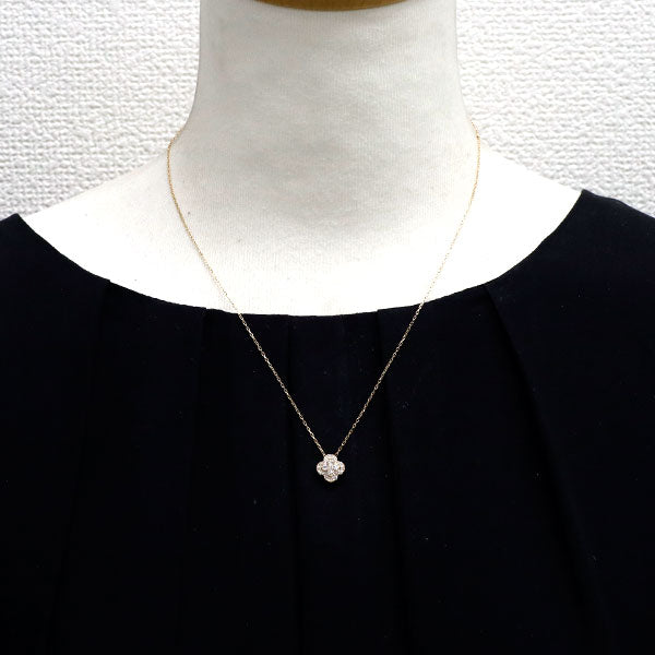 K18YG ダイヤモンド ペンダントネックレス 0.40ct クローバー フラワー