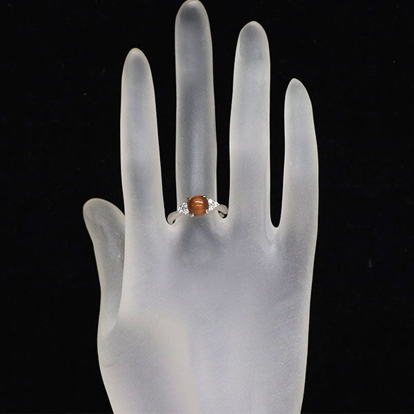Pt900 スカポライト キャッツアイ ダイヤモンド リング 1.34ct D0.17ct