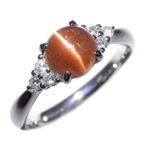Pt900 スカポライト キャッツアイ ダイヤモンド リング 1.34ct D0.17ct