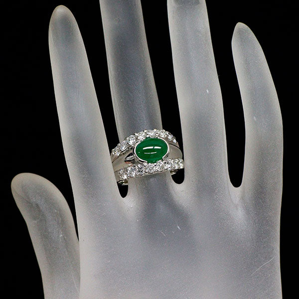 Pt900 翡翠 ダイヤモンド リング 2.58ct D1.72ct