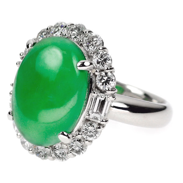 Pt900 翡翠 ダイヤモンド リング 6.55ct D1.37ct