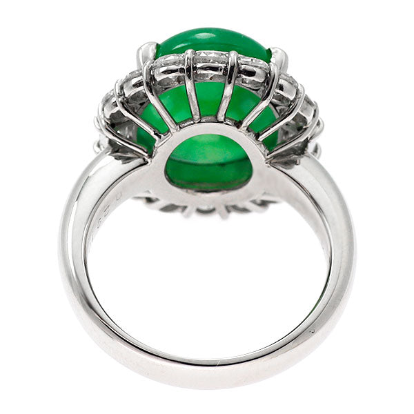 Pt900 翡翠 ダイヤモンド リング 6.55ct D1.37ct
