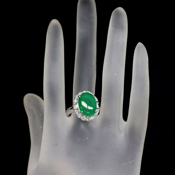 Pt900 翡翠 ダイヤモンド リング 6.55ct D1.37ct