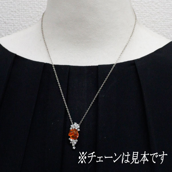 Pt900 ファイアーオパール ダイヤモンド ペンダントトップ 3.15ct D0.73ct