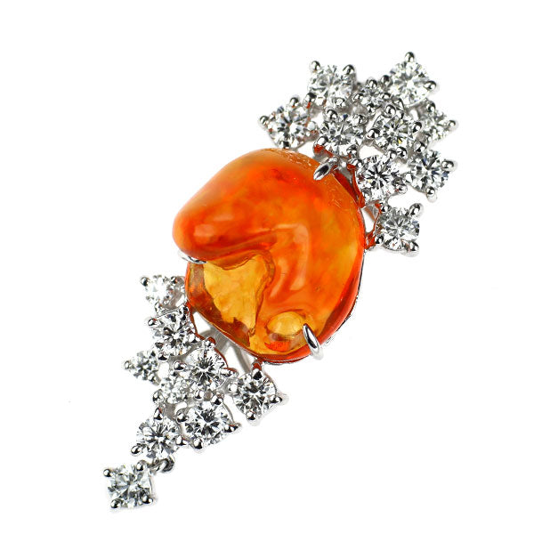 Pt900 ファイアーオパール ダイヤモンド ペンダントトップ 3.15ct D0.73ct
