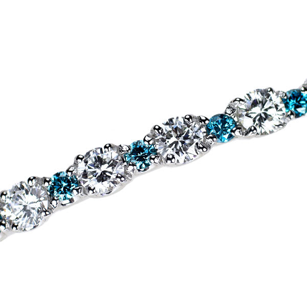 Pt850 カラーレス/トリートブルー ダイヤモンド ブレスレット 0.88ct
