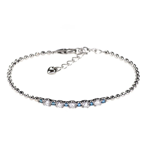 Pt850 カラーレス/トリートブルー ダイヤモンド ブレスレット 0.88ct