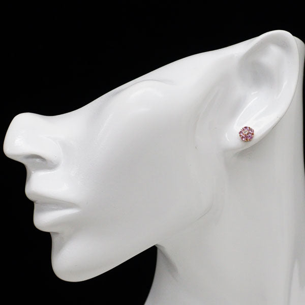 ポンテヴェキオ K18PG ピンク サファイア ダイヤモンド ピアス S0.68ct D0.02ct フラワー