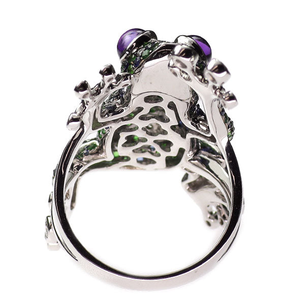 K18WG アメジスト カラーストーン ダイヤモンド リング 1.02ct G1.68ct S1.42ct D0.68ct カエル