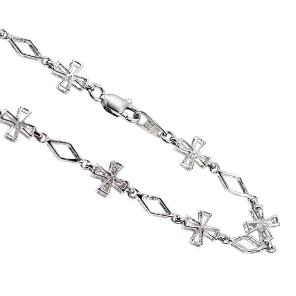 K18WG ダイヤモンド ブレスレット 0.20ct クロス