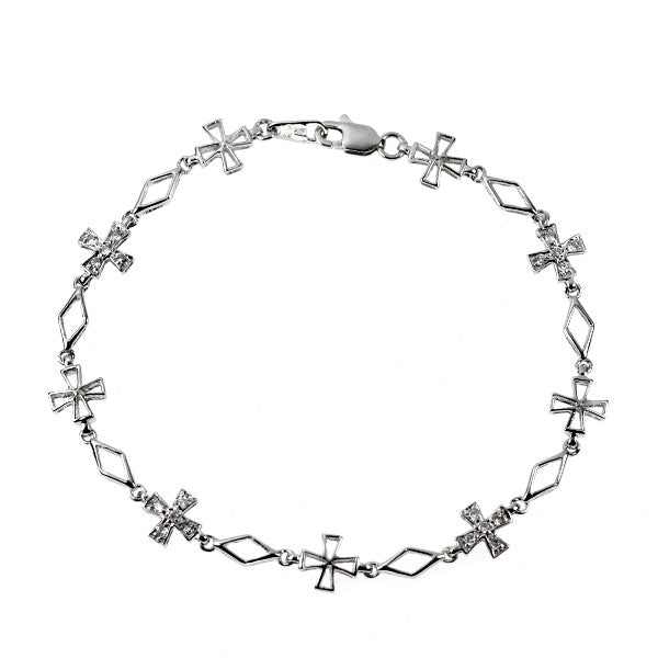 K18WG ダイヤモンド ブレスレット 0.20ct クロス