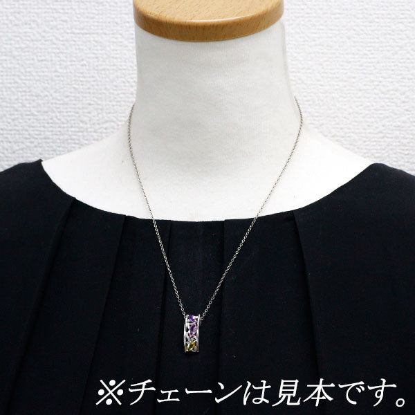 K18WG マルチカラーサファイア ダイヤモンド ペンダントトップ 1.71ct D0.03ct