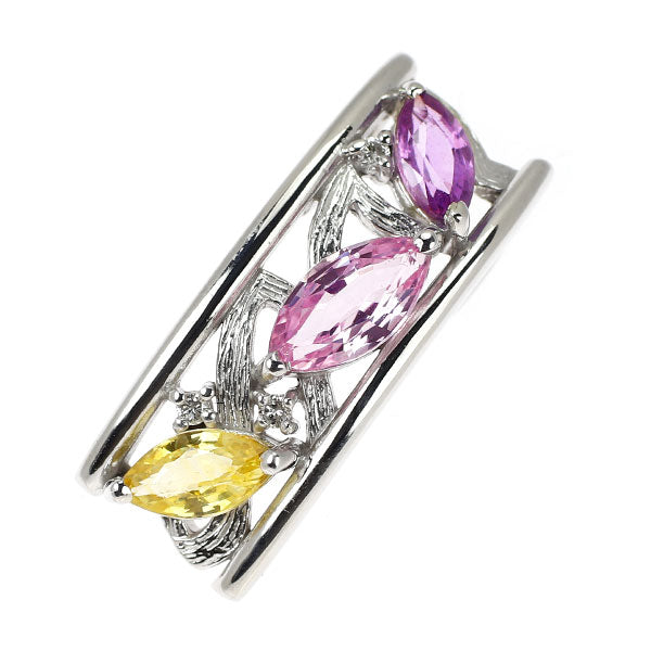 K18WG マルチカラーサファイア ダイヤモンド ペンダントトップ 1.71ct D0.03ct