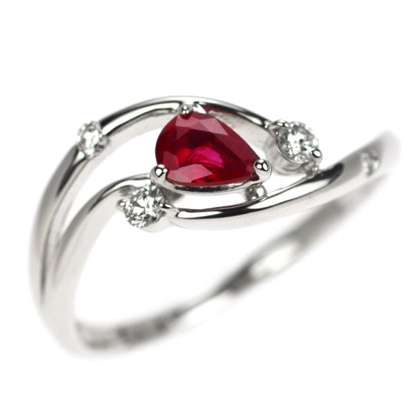K18WG ルビー ダイヤモンド リング 0.40ct D0.12ct