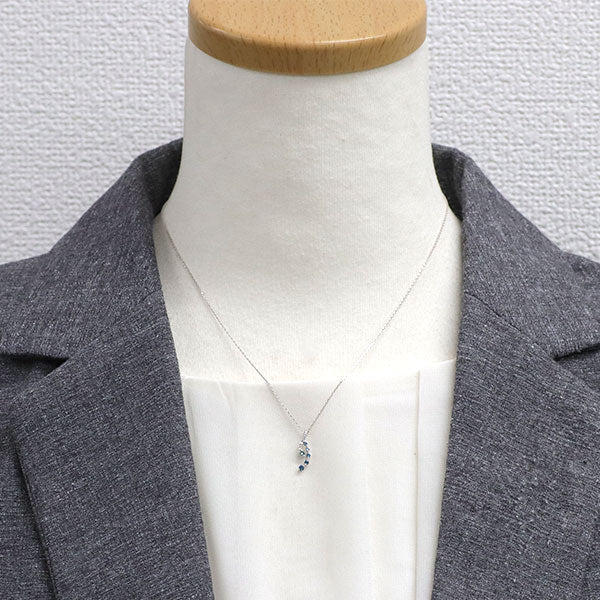 スタージュエリー K18WG トリートブルーダイヤモンド ペンダントネックレス 0.11ct D0.01ct