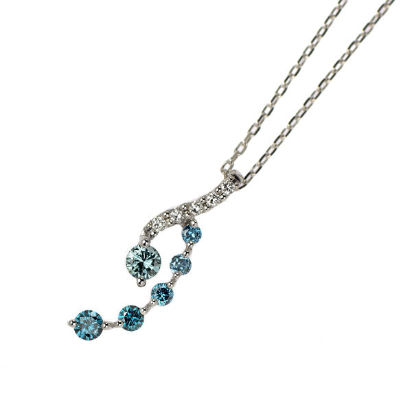 スタージュエリー K18WG トリートブルーダイヤモンド ペンダントネックレス 0.11ct D0.01ct
