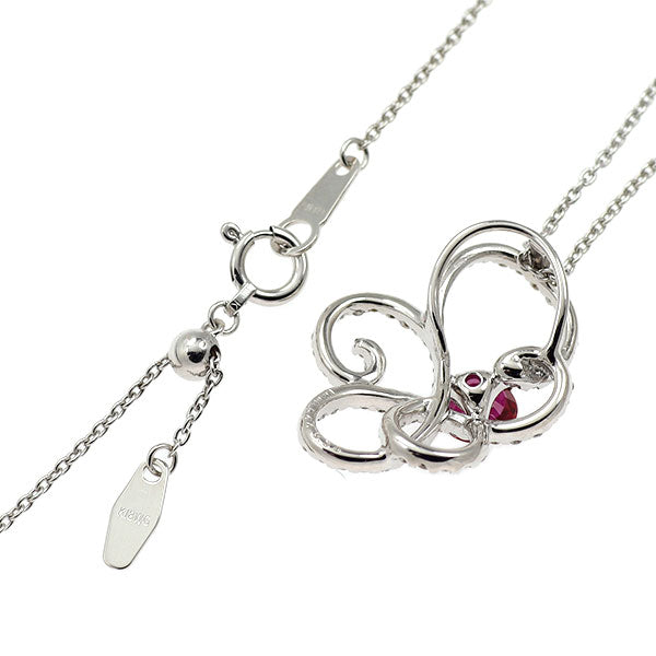 K18WG ルビー ダイヤモンド ペンダントネックレス 0.44ct D0.38ct