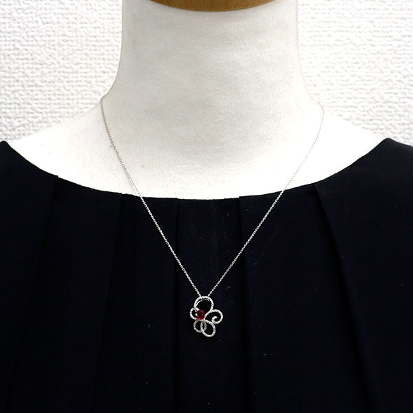 K18WG ルビー ダイヤモンド ペンダントネックレス 0.44ct D0.38ct