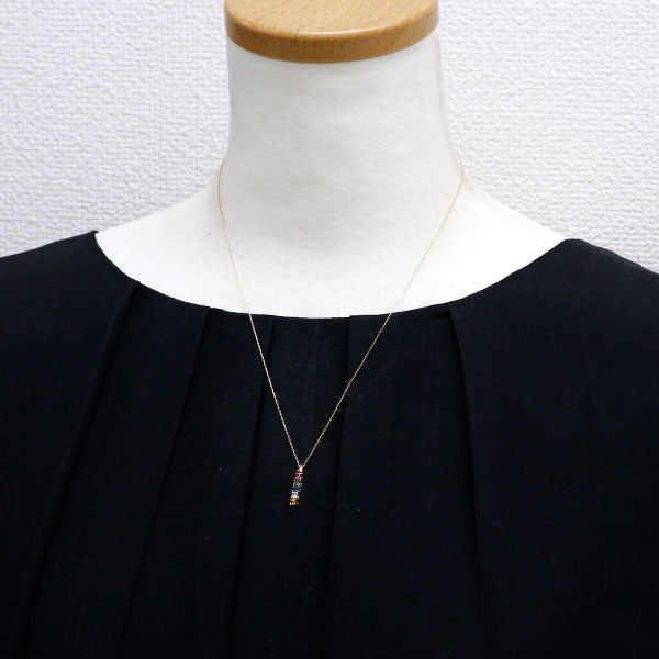 ジュネ K18YG マルチカラーサファイア ペンダントネックレス 0.41ct